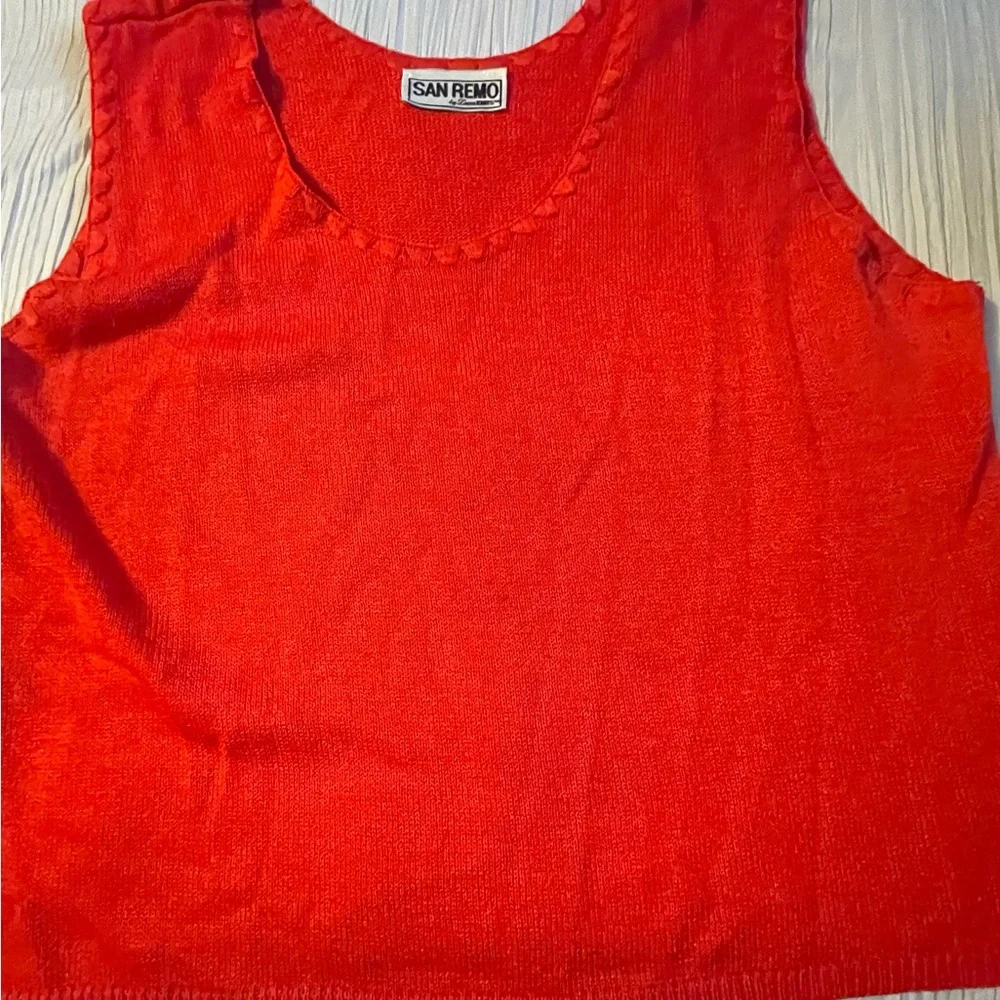 San Remo cardigan sweater and matching tank red with‎ black size XL vintage